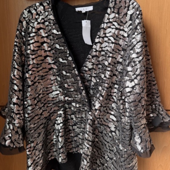 Pre-loved IRO Black & Gold Sequinned Evening Top - Size 40 (M) - Picture 1 of 6